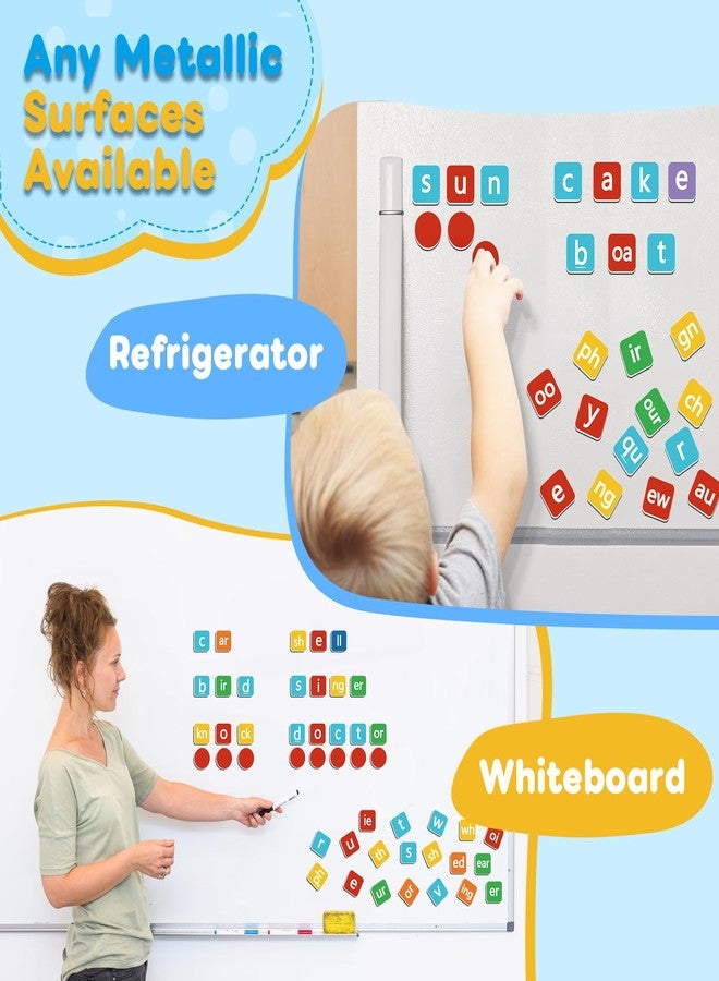 Laffunz Phonics Magnetic Letter Tiles,Spelling Reading Games Manipulative Phonemic Awareness Sentence Building Alphabet ABC Fridge Magnets Speech Therapy Homeschool Classroom Learning Activity - Image 2